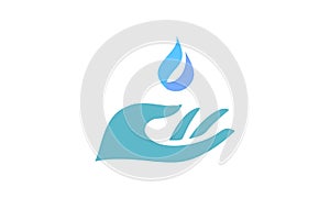 Hand water drop logo design vector