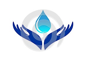 Hand water drop logo design vector