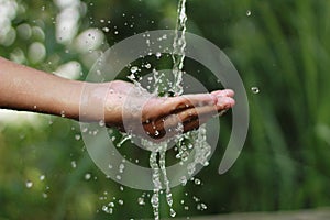 Hand water drop scene