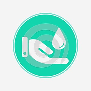 Hand with water drop vector icon sign symbol