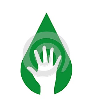 hand in water drop water isolated icon design