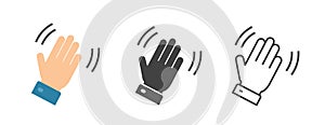 Hand wave icon motion sensor gesture for automated paper towel dispenser touchless clipart graphic flat and line outline thin