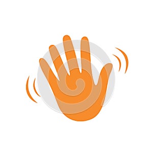 Hand wave waving hi or hello gesture flat vector icon for apps and websites. Greeting sign. Hello symbol.