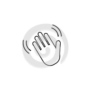 Hand wave waving hi or hello gesture line art vector icon for apps
