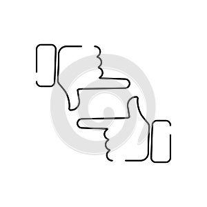 Hand wave waving hi or hello gesture line art vector icon for apps and websites, cinema and director. Movie