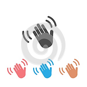 Hand wave waving hi or hello gesture line art vector icon set for apps