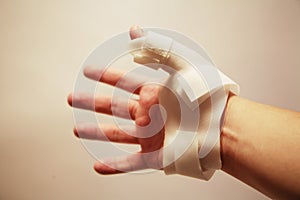 Hand wearing wrist splint