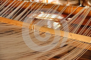 Hand weaving with ancient loom