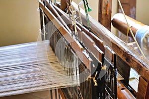 Hand weaving with ancient loom