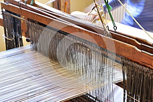 Hand weaving with ancient loom