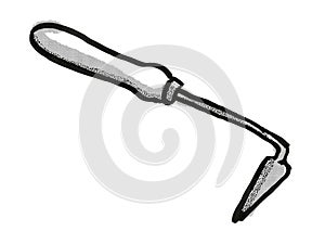 Hand Weeder Cartoon Retro Drawing