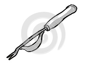 Hand Weeder Cartoon Retro Drawing