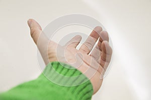 Hand on white background on attiude of giving hand