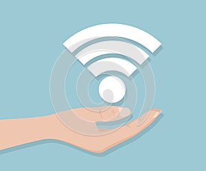 Hand with Wifi Icon Vector