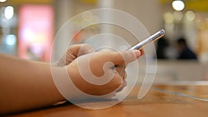 Hand of woman using tablet with for application and wireless technology device concept select focus shallow depth of field