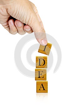 Hand and word Idea word