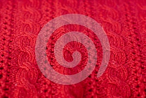 Hand work of red woolen worsted pattern design photo