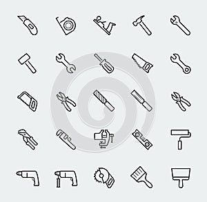 Hand work tools and instruments line icons photo