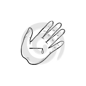 A hand with a wound hand drawn outline doodle icon.