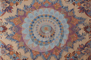 A hand-woven tapestry with vibrant colors and unique patterns image generated by Ai