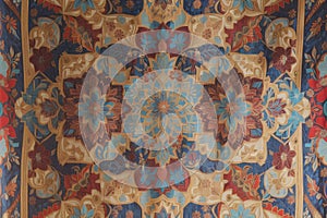 A hand-woven tapestry with vibrant colors and unique patterns image generated by Ai