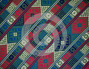 Hand woven textile background, Bhutan