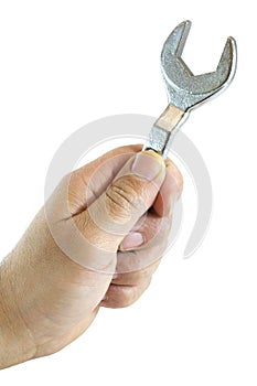 Hand with wrench tool