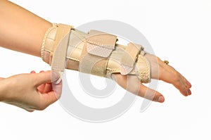 Hand with a wrist brace