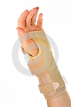 Hand with a wrist brace