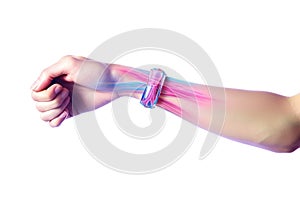 Hand wrist Pain - Studio shot with 3D illustration isolated on white