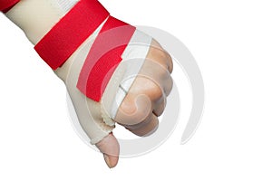 Hand with wrist and thumb splint