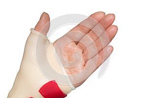 Hand with wrist and thumb splint