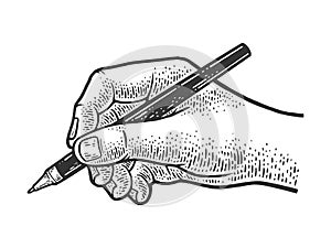 Hand writes with a ballpoint pen sketch vector photo