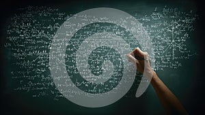Hand Writing Complex Mathematical Formulas and Equations on a Chalkboard