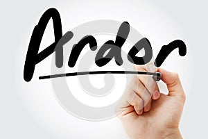Hand writing Ardor with marker photo
