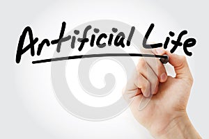 Hand writing Artificial life with marker