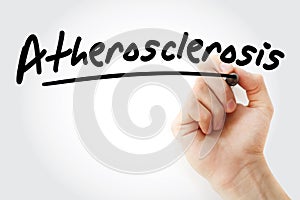 Hand writing Atherosclerosis with marker