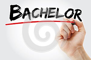 Hand writing Bachelor with marker, concept background