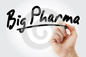 Hand writing Big pharma with marker