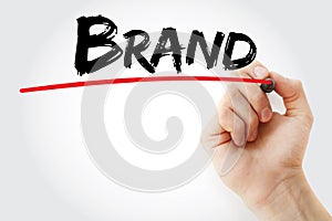 Hand writing Brand with marker, concept background