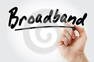 Hand writing Broadband with marker