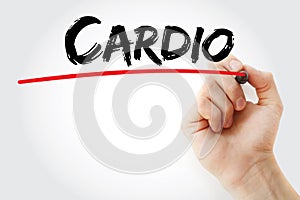 Hand writing Cardio with marker, health concept