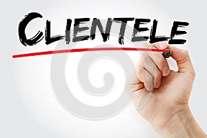 Hand writing Clientele with marker