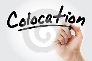 Hand writing Colocation with marker