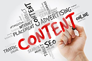 Hand writing CONTENT word cloud, business concept