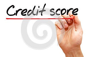 Hand writing Credit Score, business concept photo