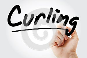 Hand writing Curling with marker