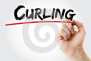 Hand writing Curling with marker