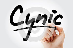 Hand writing Cynic with marker