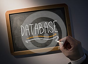 Hand writing Database on chalkboard